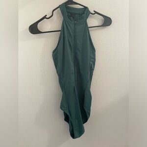 Bloch green high neck zipper leotard with keyhole back size S